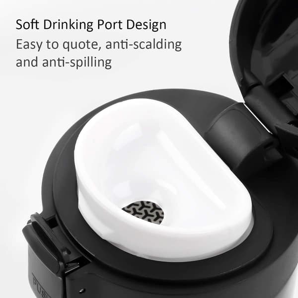 Premium Rejsekrus i Rustfrit Stål 380ml Sort Isoleret Kaffe Te Kop To Go