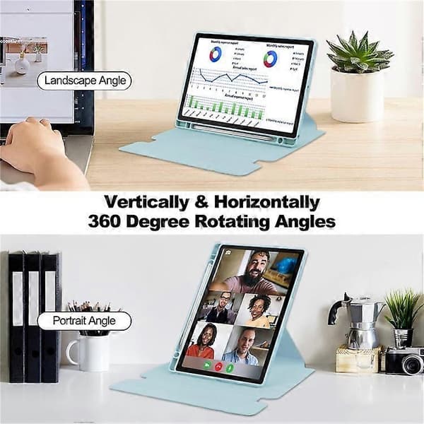 Compatible Case with Rotating Stand and Bluetooth Keyboard for Samsung Galaxy Tab A8 10.5 (2021) / (2022) - Perfect Azure-max Azure