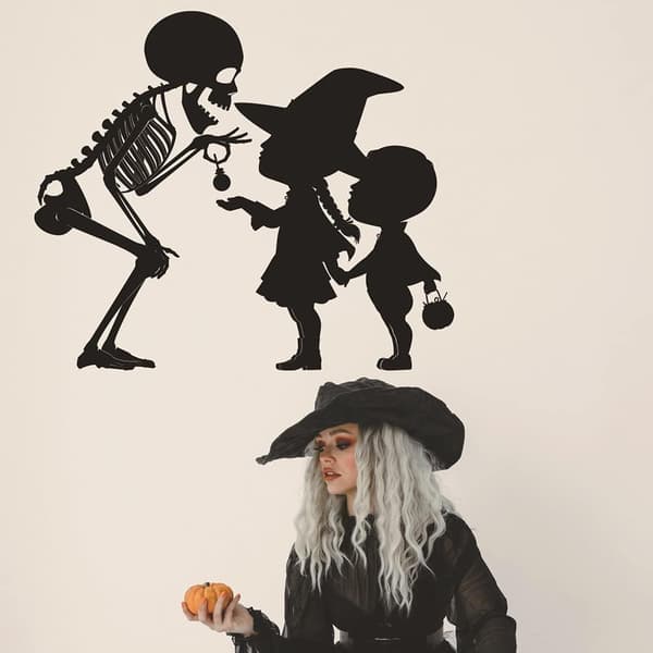 Halloween Party Decoration Skull and Kids Window Sticker 1pc
