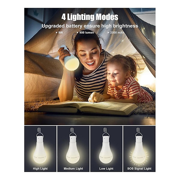 USB Uppladdningsbara LED-lampor med Fjärrkontroll för Strömavbrott, Hängande LED-lampa med Krok för Utomhusbruk, 2-Pack