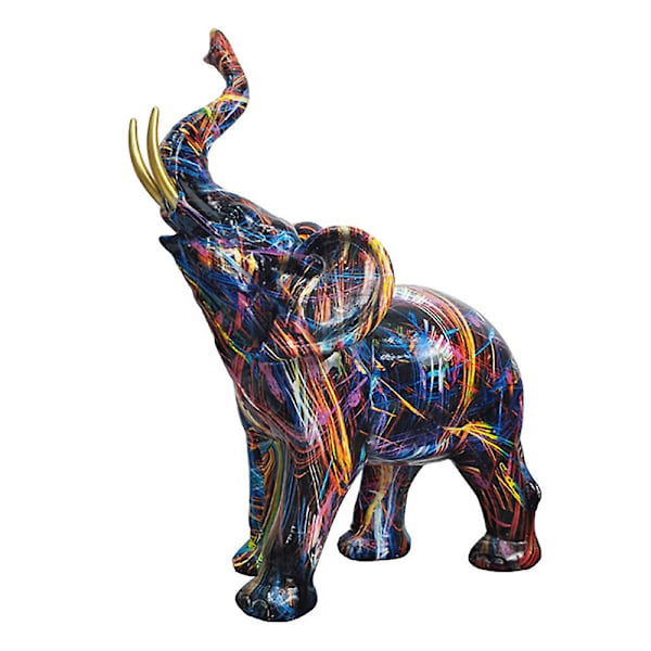 Maleri Graffiti Elefant Skulptur Resin Dyre Statue Dekor C