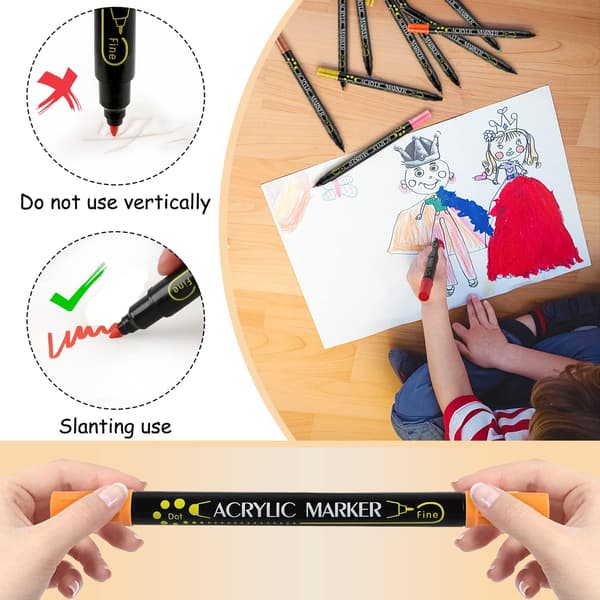 Dobbeltsidede Pastel Akryl Pen Sten Vandfast 24 Farver