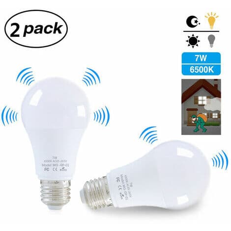E27 LED-lampa, 7W, Vit, 2 st
