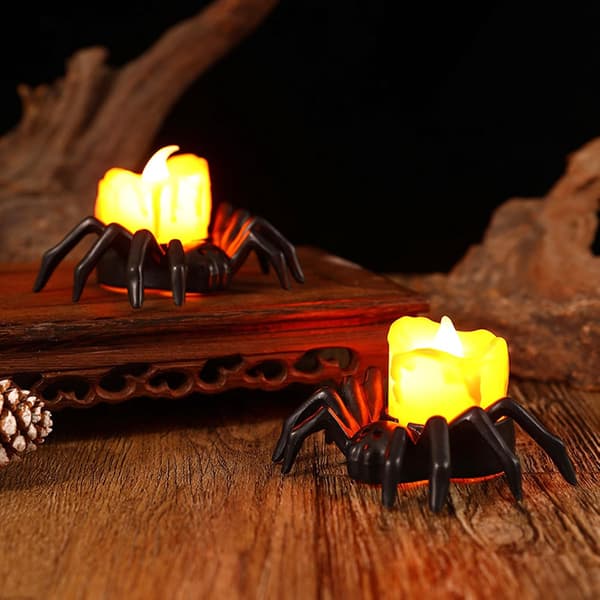 Halloween Edderkopp Lyslampe LED Elektronisk Lysende Atmosfære Dekor Prop Dekorasjon