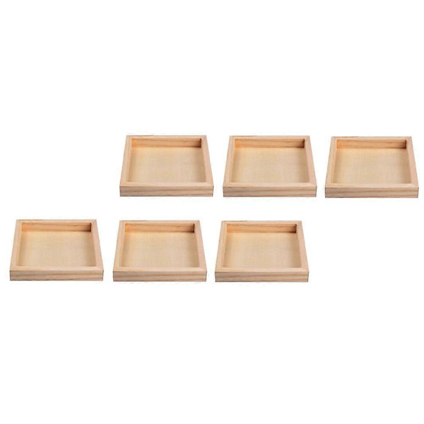 Träbrickor Set om 6 st Beige Rektangulära Brickor Designade för Pusselmontering och Organisation