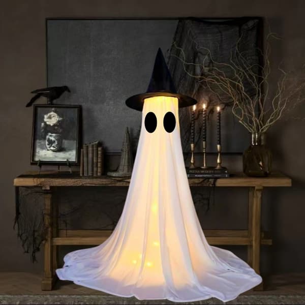 2-pack Halloween Dekorationer Utomhus, 1,5 m Spökdekor med Fjärrkontroll