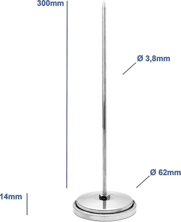Termometer for vedovn / pizzavovn / steinov / 400 C / 30 cm, Analog, Bimetal