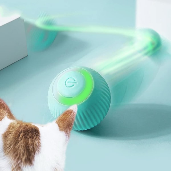 Blå Smart Kattboll, Interaktiv Kattleksak, 360 Graders Automatisk Rotation och USB-Laddning, Interaktiv Kattleksak för Innekatter