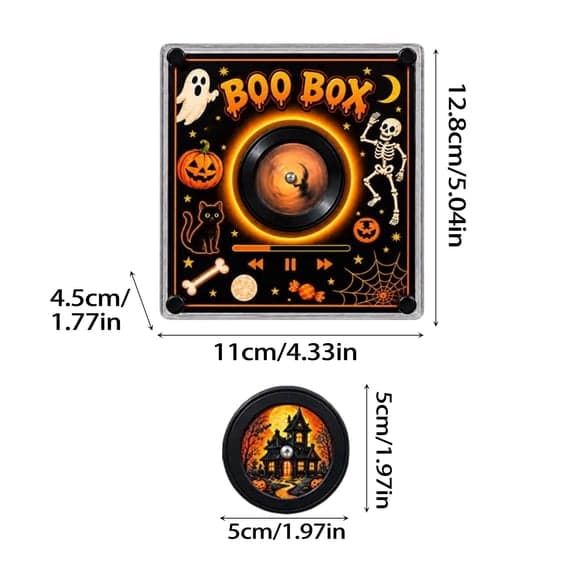 Christmas Vinyl Player Refrigerator Magnet with 9 NFC Discs, LED Lights, Retro Music Decor BOO BOX