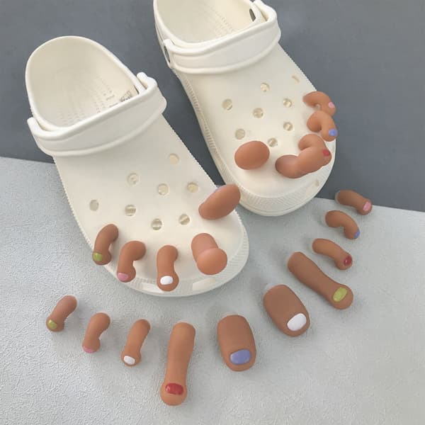 Kreative DIY Tåsko-charms – Avtakbare 3D-gummi-tresko-dekorasjoner, sett med 10