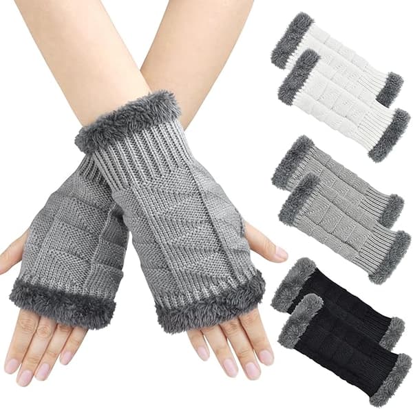 Vinterhandsker til mænd og kvinder, touchscreen-kompatible, vindtætte, termiske, varme handsker til koldt vejr, lysegrå, 21 cm