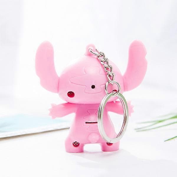 2 Stitch figurer legetøj modelnøglering LED nøglering vedhæng blå+pink 2 stk