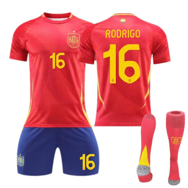 24-25 Spanien hemmatröja 26 Pedri 7 Morata barn vuxen kostym fotbollströja No socks size 16(XL,No socks size 16)