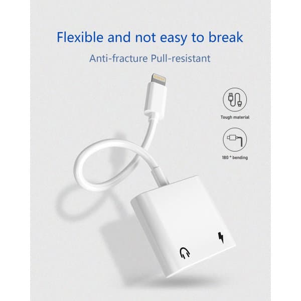 [2 i 1] Hovedtelefonadapter til iPhone, Apple Lightning til 3,5 mm Jack Aux Audio Dongle Biltilbehør Kompatibel Audio Hovedtelefonadapter
