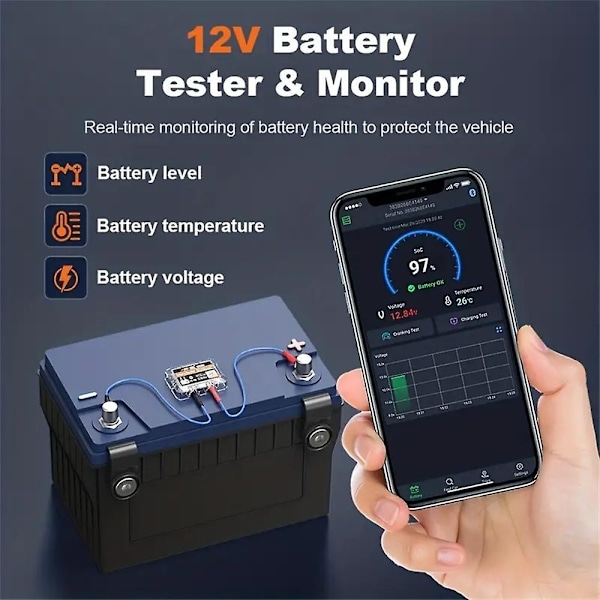 ANCEL BM200 12V Batteritester Trådløs Bluetooth 4.2 Monitor LED Batterianalysator Bil Testværktøj - Perfekt