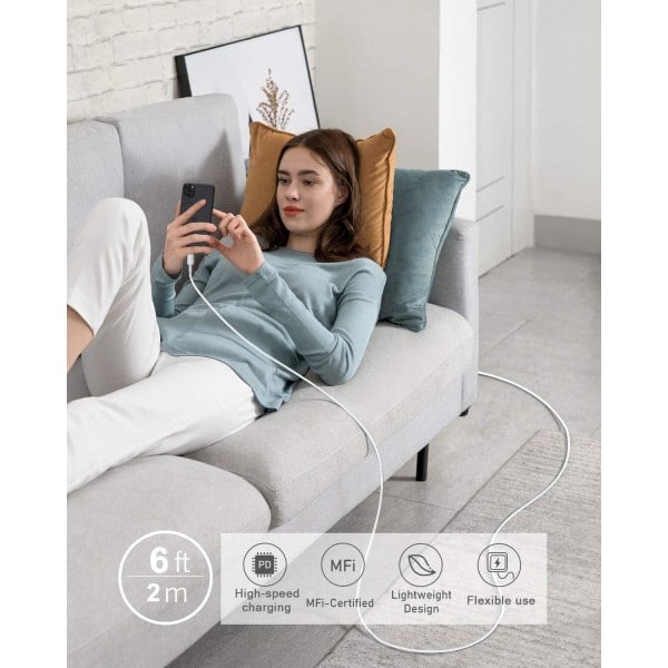 Pack [Apple MFi-certifierad] Apple Laddningskabel 1,8m iPhone Laddare Lightning Snabb iPhone Laddningskabel för iPhone 12/11/11Pro/11Max/X/XS/XR/XS Ma