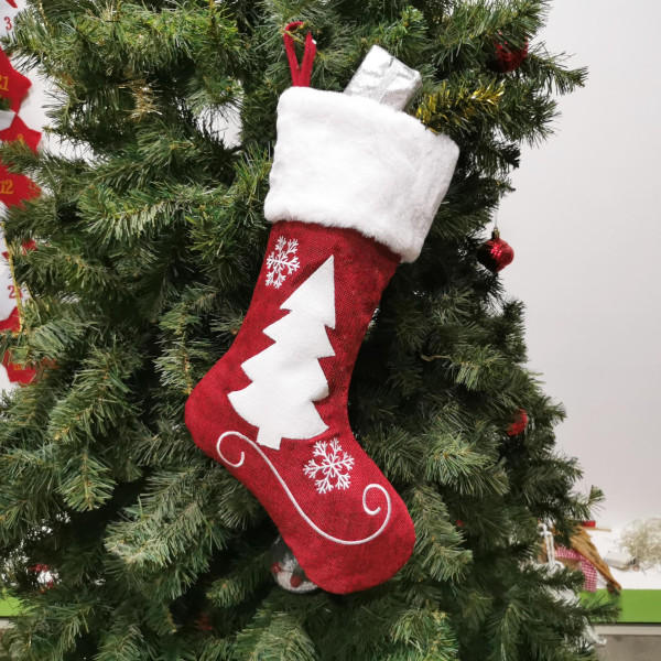 4-delad julstrumpa presentpåse Kenaf älg broderad Kristus
