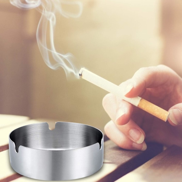 Pakke med 3 cigaraskebægre Bordplade rundt askebæger i rustfrit stål
