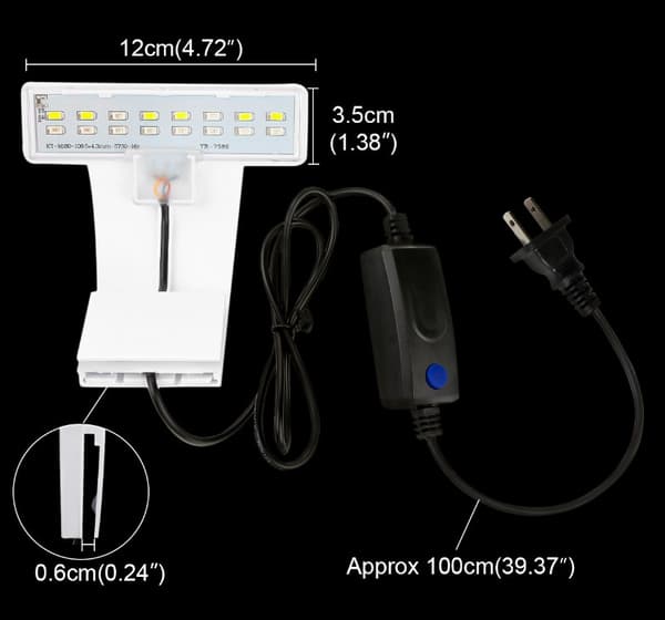 Akvarielampe (sort), Clip-on akvarielampe 3 farver LED-belysning Akvarielampe Fisketanklys 220