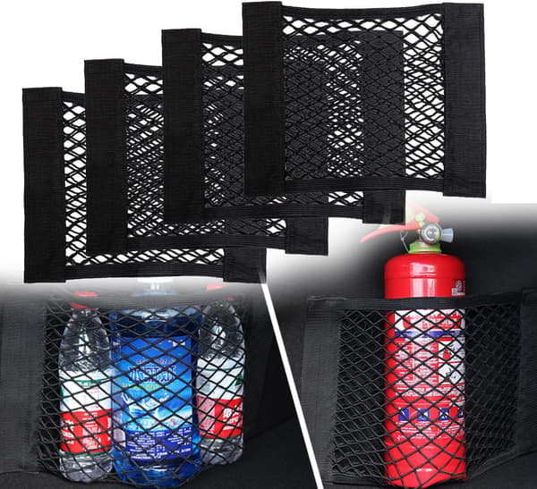 Universal Bil Bagagerumsnet 4-pak Elastisk Cargo Organizer Mesh Taske til Køretøjs Bagagerum 30x25 cm Sort
