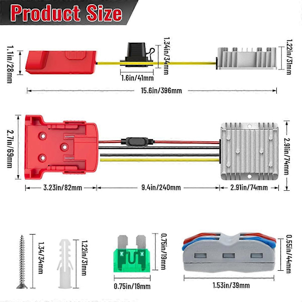 18V till 12V Nedtransformator för Milwaukee M18
