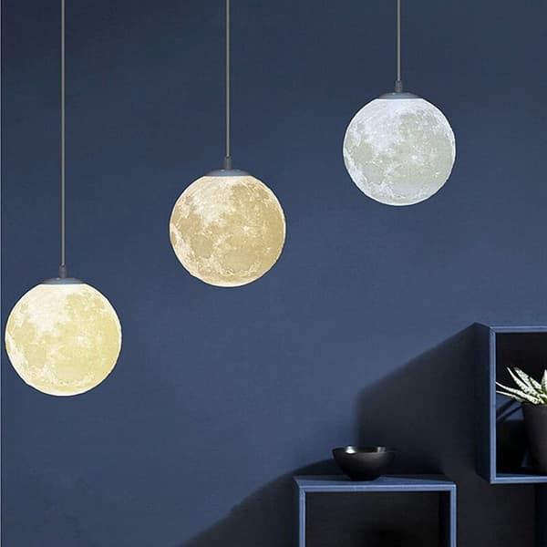 Måne soverom taklampe, pendellampe, måne lysekrone, innendørsbelysning,