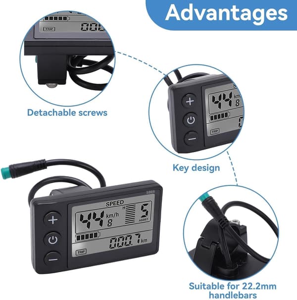 Kommunikationsprotokol Elektrisk Cykelcomputer LCD-skærm Vandtæt GPS Cykelcomputer Speedometer og Odometer 24V 36V 48V Kontrolpanel