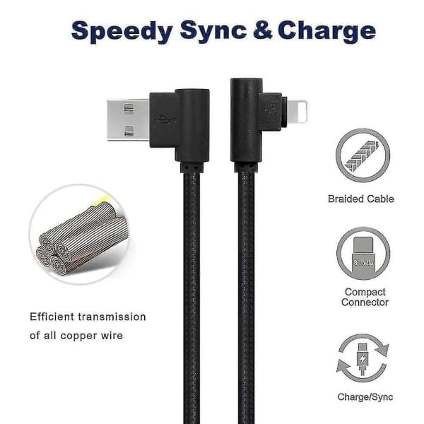 iPhone Ladekabel Overføringslinje 90 Graders Hurtiglading