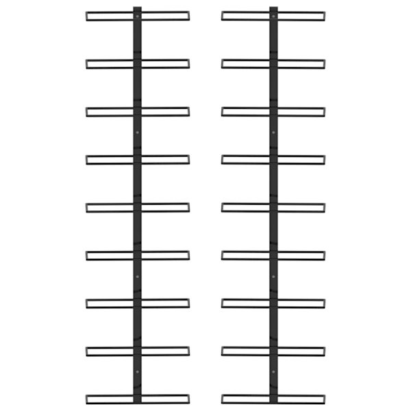 vidaXL Veggmontert Vinreol for 18 Flasker 2 stk Svart Jern