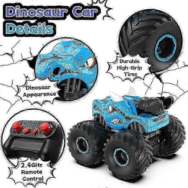 Dinosaur Fjernstyret Bil Legetøj, 2.4 GHz Monstertrucks med Lys, Lyde & Spray