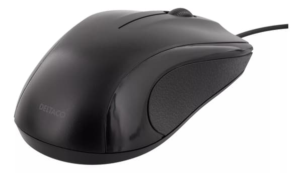 DELTACO kablet optisk mus, 3 knapper med scroll, 1200 DPI, svart 80