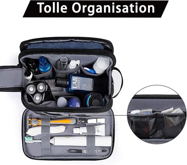 Toalettmappe for menn, reise 5 L., svart - Perfet