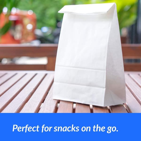 50 stk - Hvite papirposer for pakking av lunsj og snacks - Blank