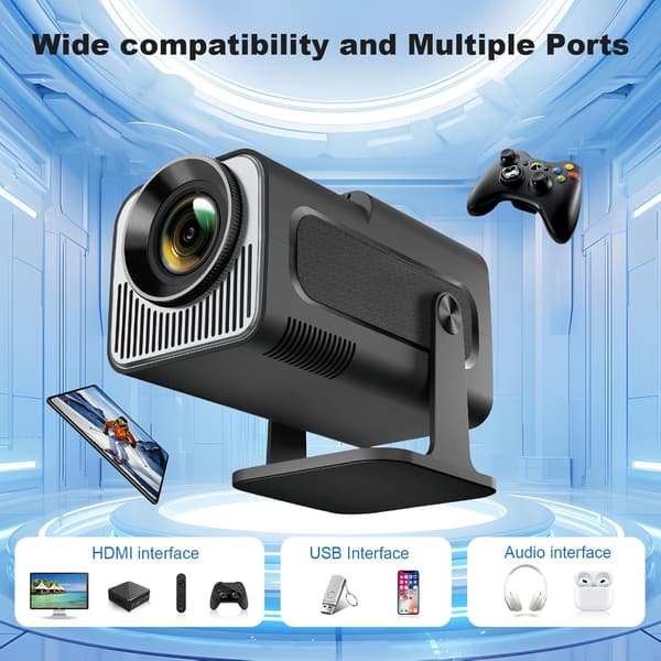 Miniprojektor Bärbar HY320 Projektor Stöder 4K 1080P Dual Band WIFI6 5G Trådlös 5.0 Bluetooth Android 11 180° Vridbar Auto Keystone