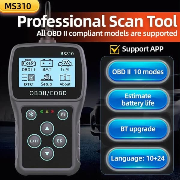 Bluetooth OBD2-skanner Diagnostisk verktøy 3-i-1 OBD2-skanner Bluetooth-oppgradering fra AD310 MS309 MS310 BD310 Auto Code Reader Clear Codes Bil