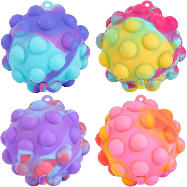 Pop Fidget Leksaker 4 ST 3D Stressbollar It Pop Fidgets Paket Party för Barn Leksaker Bulk Klämleksaker Pojkar Vuxen Stress Relief Påskkorg Fyllmedel