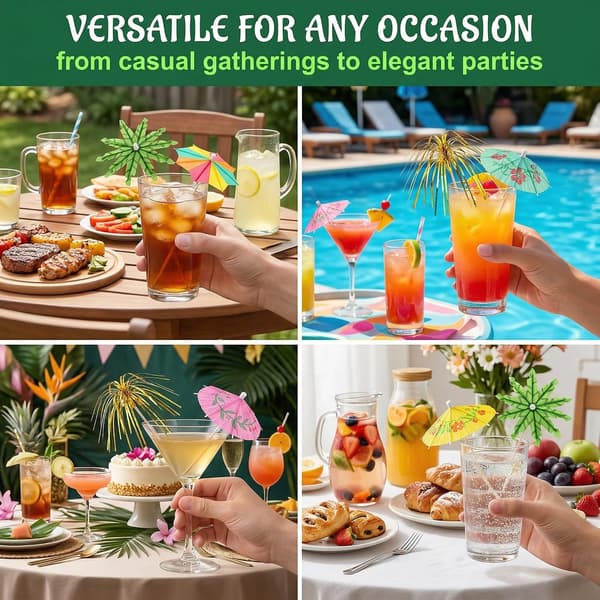 Färgglada cocktailparaplyer 40-pack, tropiska drinkdekorationer för fest och buffé