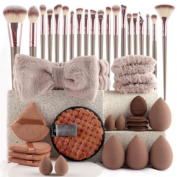 40-delt makeup-svampe og penselsæt, ultra-bløde pudderpuffer 48-piece corsage set