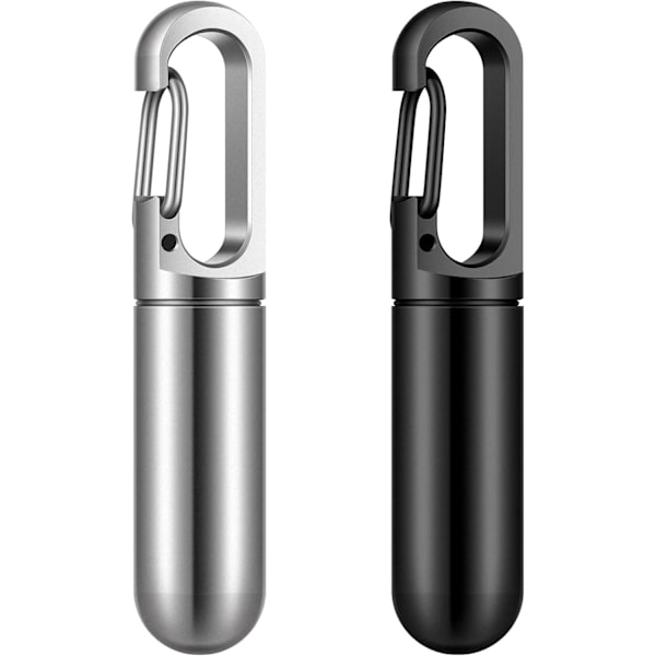 2 st Nyckelring Pillerhållare Vattentät Liten Fick Case Metall Mini Resepiller Flaska Organizer Box Case Behållare