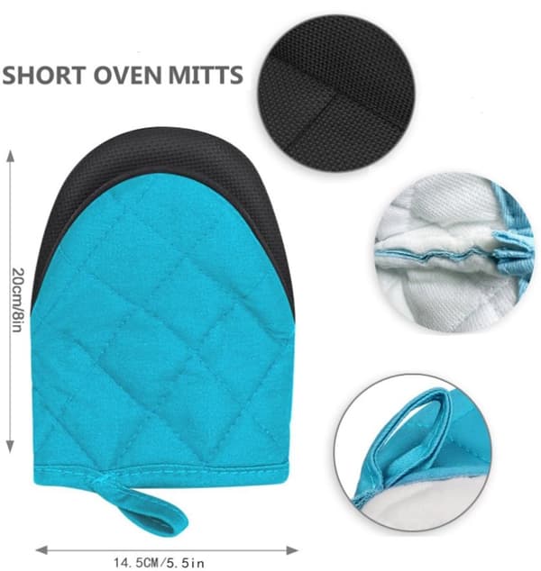 Mini Ovnvanter 2-pak Varmebestandig op til 500 grader Skridsikkert greb Sort zwart