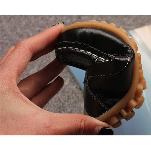 Svarta läderloafers barn pojkar flickor mode loafers casual båtskor halkfria oxford skor bekväma promenadskor EU storlek 21