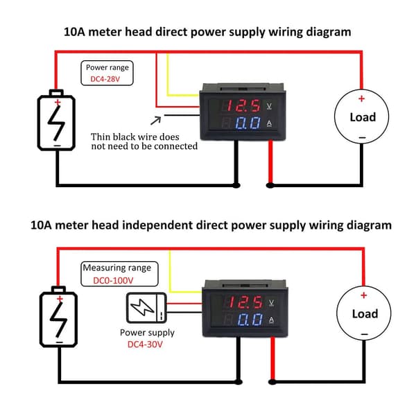 Stykker 0,28 tommer LED Voltmeter Ammeter Rød og Blå Detektor Spænding Ammeter Panel Ampere Voltmeter DC 0-100V 10A til 12V 24V Ampere Volt
