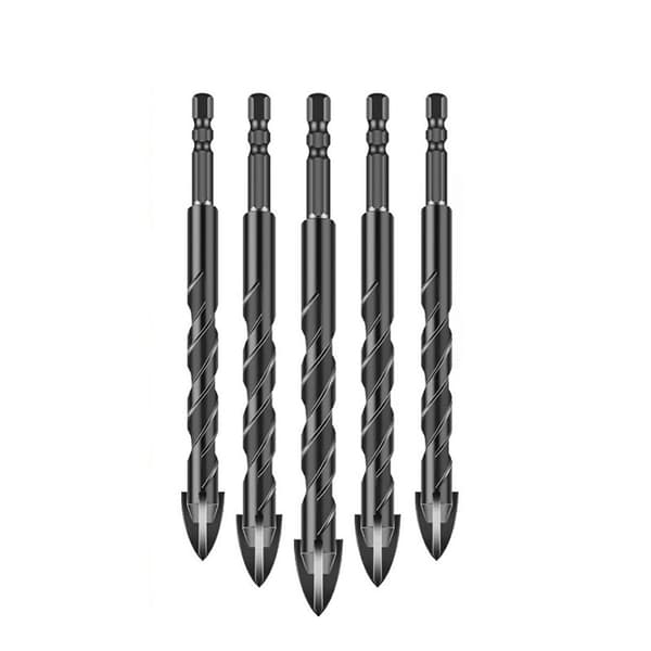 Borebits 12,2 mm x 5 stk. wolfram krydspunkt multi-materiale borebits til fliser/keramik/glas/porcelæn/beton/cement/træ/plast