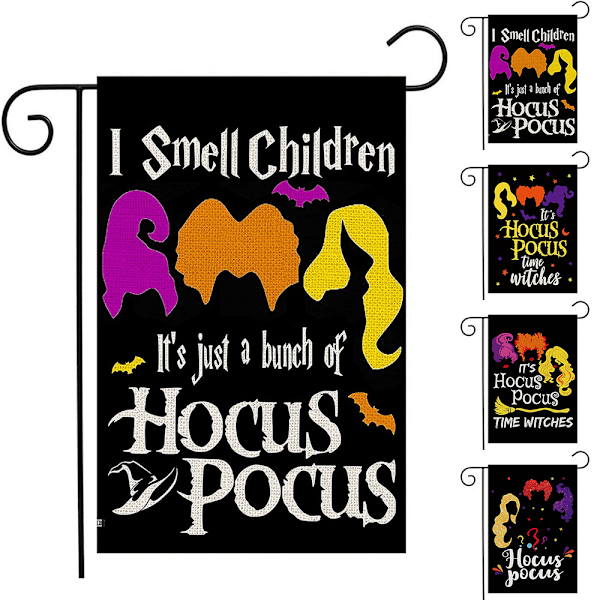 Halloween-hokus pokus -lippu puutarhaan ulkokäyttöön A