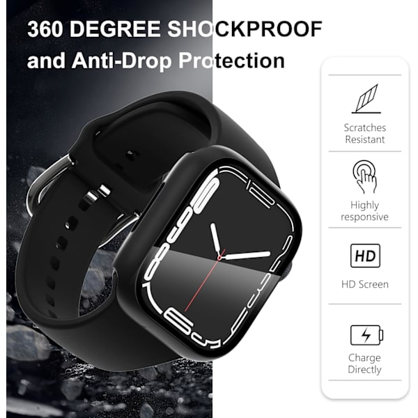 6-pakkia Apple Watch -näytönsuojia 41 mm sarjoille 9, 8 ja 7, kova PC-puskuri urheilullinen suojakotelo iWatchille 41 mm sarjoille 9, 8 ja 7 miehille ja naisille 41mm