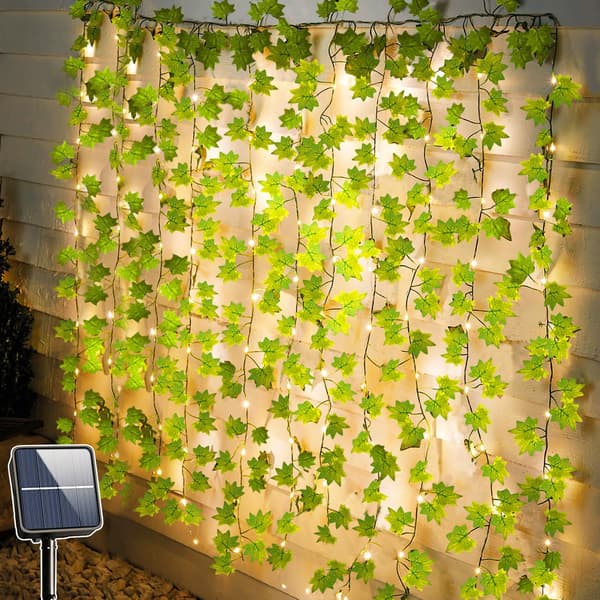10M 100 LED Solcelle Lys String Kunstig Efeu 8 Modes IP65 Vandtæt Solcelle Efeu Lys String Have Terrasse Altan Soveværelse