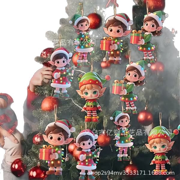 Træ-nisse juletræsornament - Perfekt gave til julefrokostdekoration 10pcs