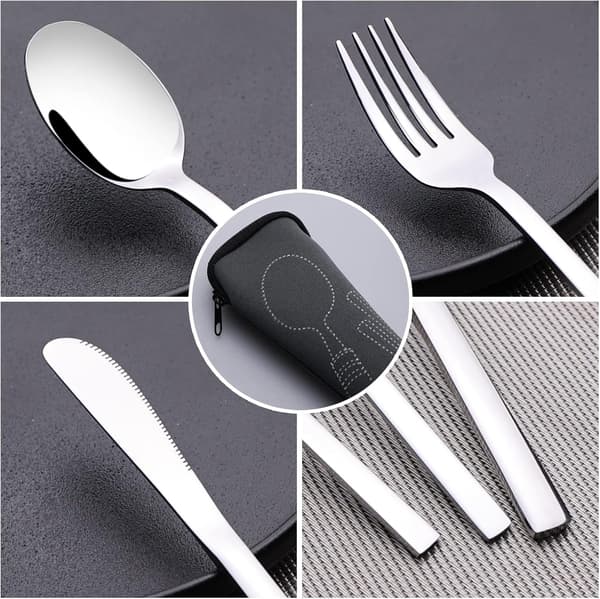 Bärbart Bestickset 3-Delars Sked Gaffel Kniv Perfekt för Camping Picknick Arbete Vandring Silver