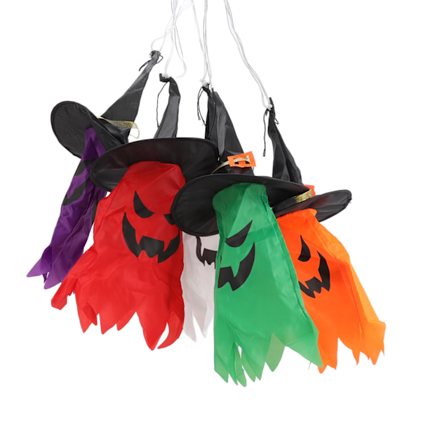Halloween Spøkhatt Lys LED Vanntett Batteridrevet Fem Farger Hatter Heksehatt LED Lysstreng for Halloweenfest 0.4