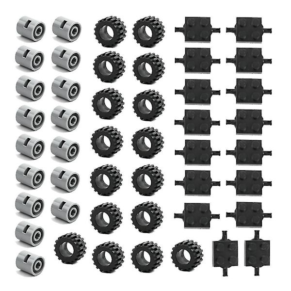 48 kpl Mini-pyörien akseleiden pakkauspalikat Auton tarvikkeet Renkaat Navat Klassinen rakennuspalikat Lapsille DIY-lelut Rakennuspalikat-A